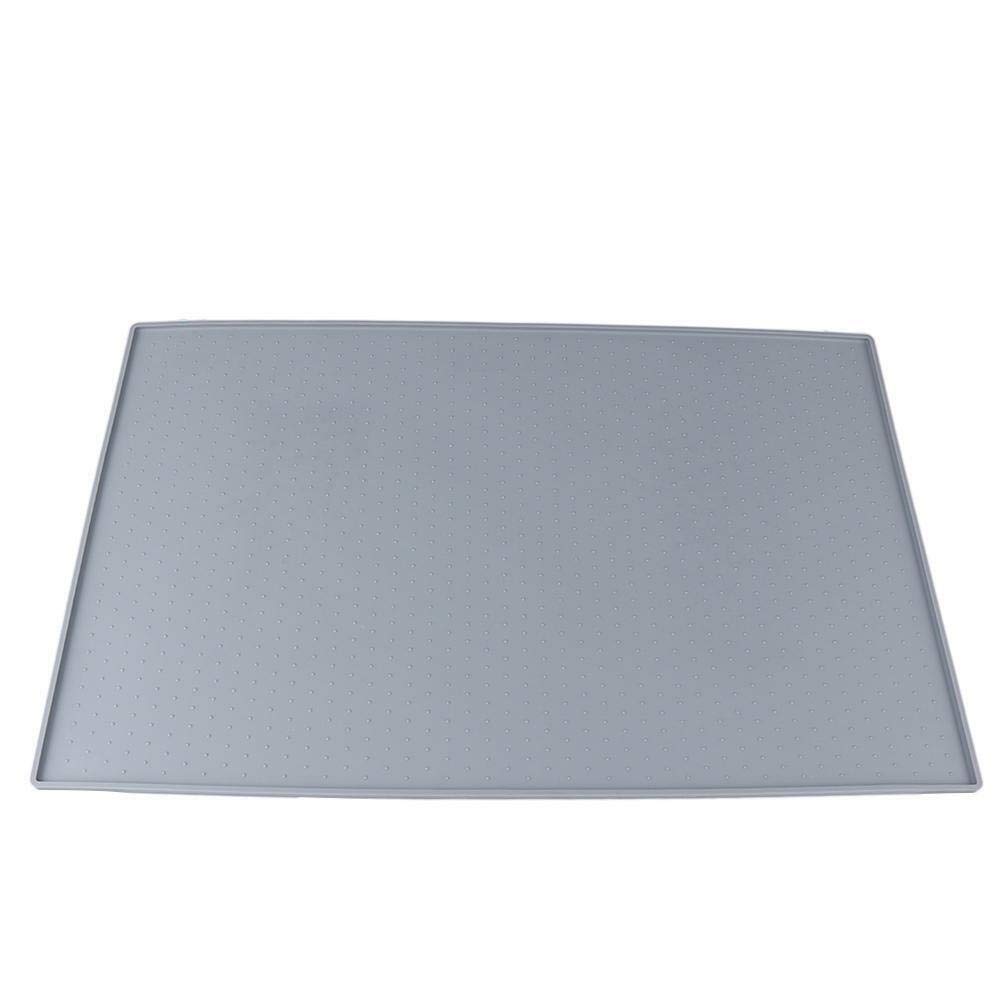 Dog Cat Puppy Pet Feed Mat Placemat Safe Feeding Dish Bowl Stand Wipe Clean Pad,Gray,L