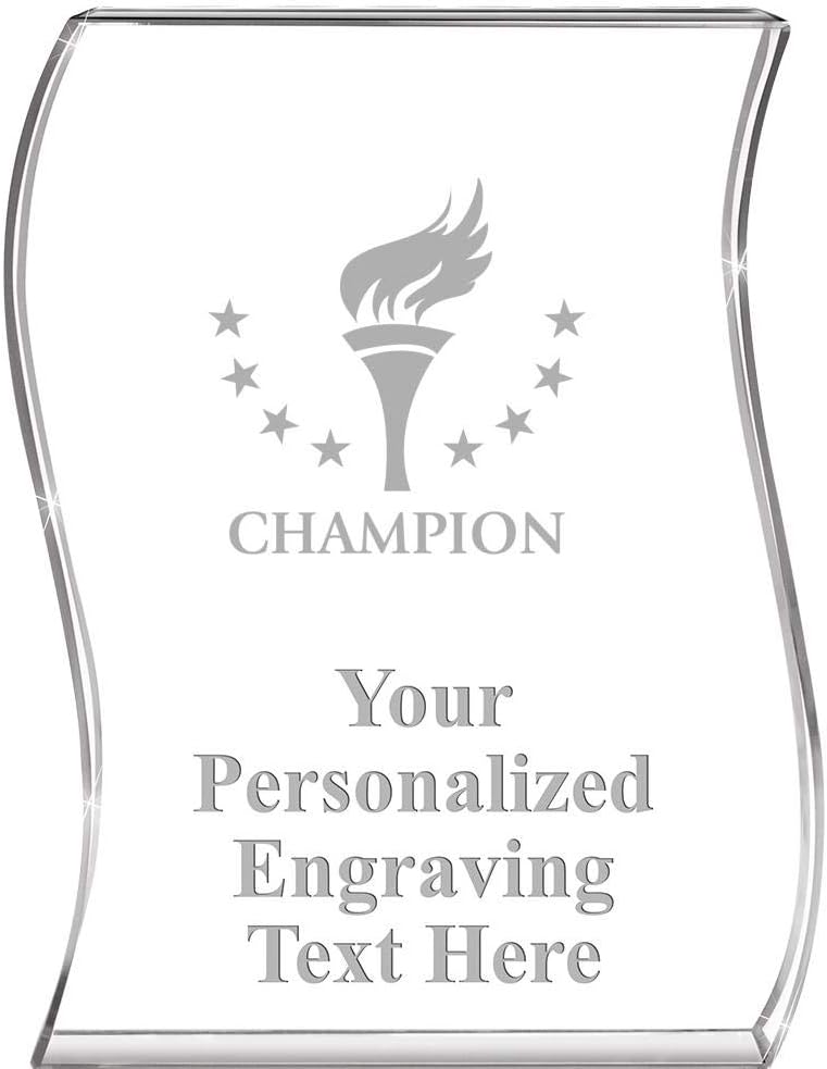 Crown Awards Champion Wave Acrylic Award, 4" H Personalized Champion Award, Engraving Included