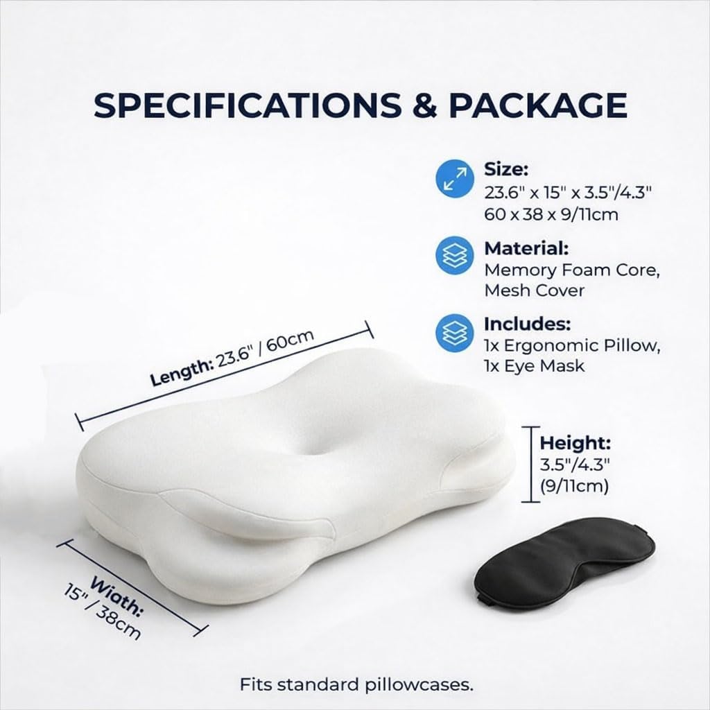 Viclemar Mellow Sleep Pillow, Mellow Cloud Pillow, Ergonomic Memory Foam Pillows, Adjustable Cervical Neck Support Pillow, for Side Back Stomach Sleepers (White) - 3