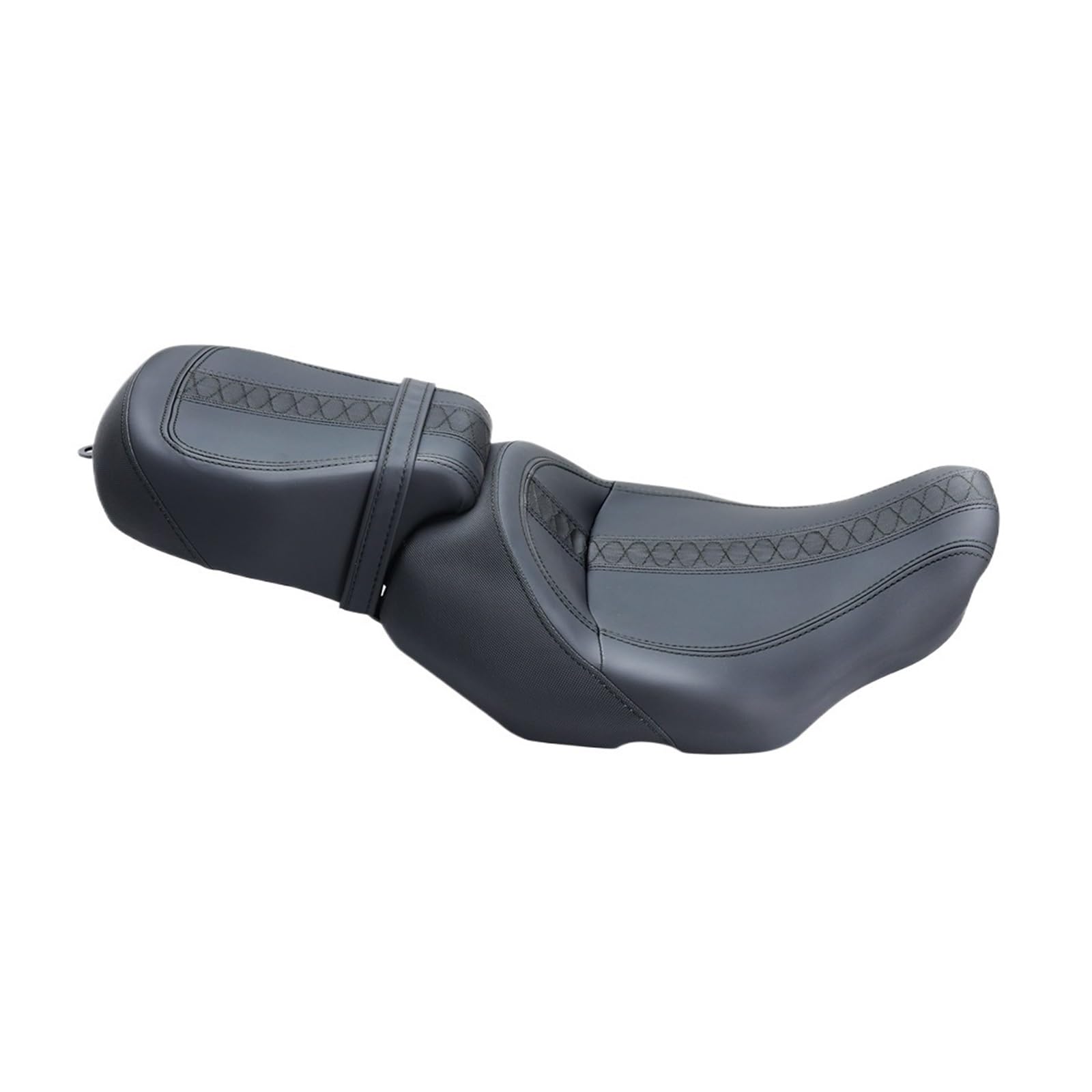 Motorrad-Vorder- und Rücksitzbank Fahrer-Beifahrer-Low-Profile-Sitz Für Touring CVO Für Road Glide FLTRX Street FLHX 2023–2024 Motorrad-Ersatzteile(Black Stitching)