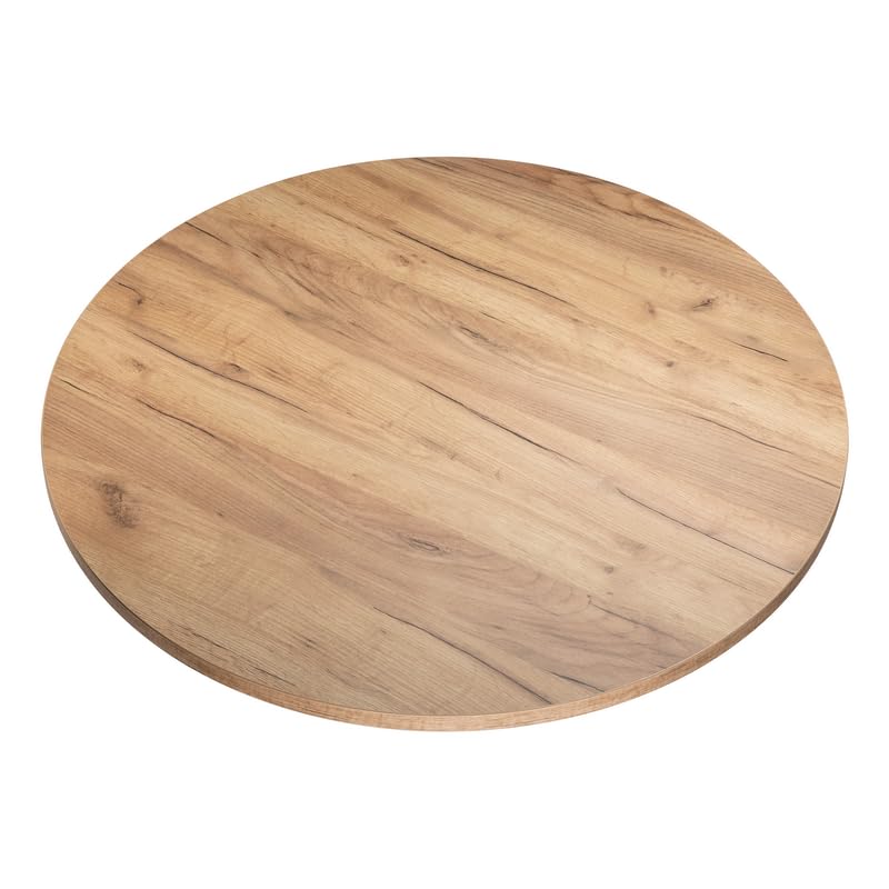 KOLM Plateau Rond Laminé Chêne Craft Compatible avec Tables de Salon et Espaces Déco - Diamètre 90 cm, Épaisseur 2,5 cm