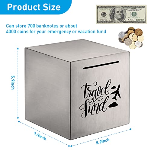 Image of Piggy Bank Made of Stainless Steel, Piggy Banks for Adults Coin Bank,Can Only Save The Piggy Bank That Cannot be Taken Out (5.9 inchX5.9 inchX5.9 inch)