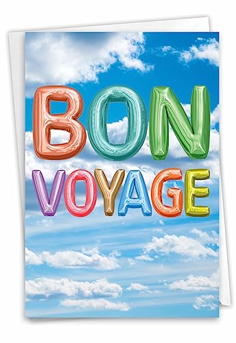The Best Card Company - Farewell, Goodbye Card with Envelope - Miss You Greeting, Note (Not 3D or Raised) - Inflated Messages Bon Voyage C5651QBVG