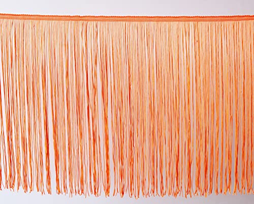 Yalulu 10 Meters Long 30 CM Wide Polyester Latin Fringe Tassel Trimming Lace DIY Latin Macrame Samba Dance Dress Stage Clothes Curtain Trim (Orange) - Image 3