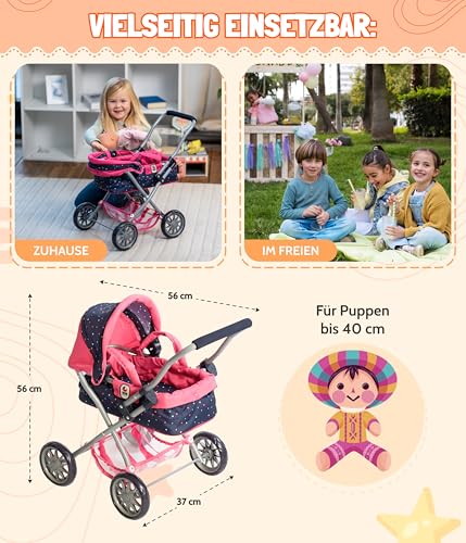 Poussette de poupée Smarty Bayer Chic 2000 rose confettis pour enfant dès 2 ans