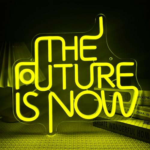 Artlast The Future is Now Neon LED Sign Letters Neon Light for Wall Decor, Yellow Neon Light Sign With USB Powered for Bedroom, Home, Bar, Living Room, Office Future Night Light by Artlast - Used condition - US$9.65
