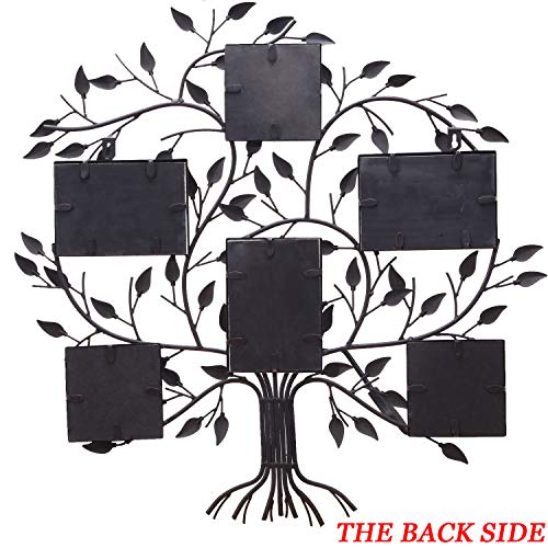 Asense Black Metal Family Tree Wall Hanging Decorative Collage Picture Photo Poster Frame, 6 Openings, 4X6 4X4 #TOP4