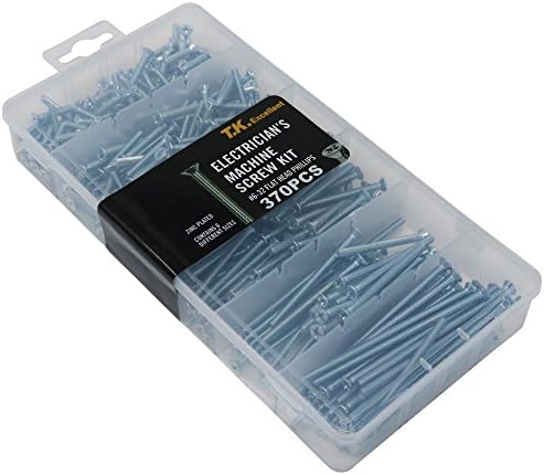 T.K.Excellent Flat Head Phillips Electrician's Machine Screw Kit,370 Pcs