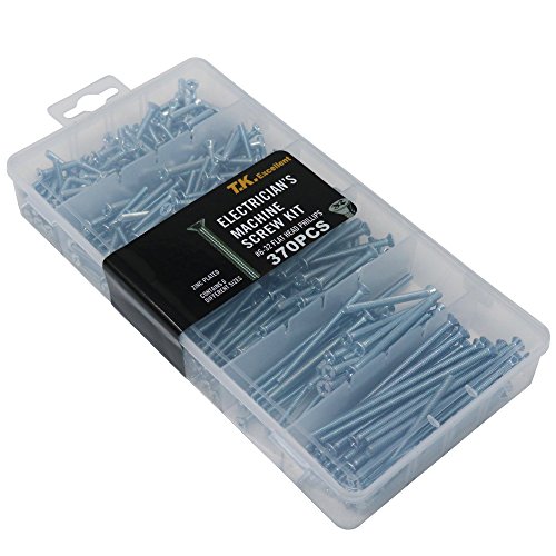 T.k.excellent Flat Head Phillips #6-32 Electrician's Machine Screw Kit,370 Pcs #TOP4