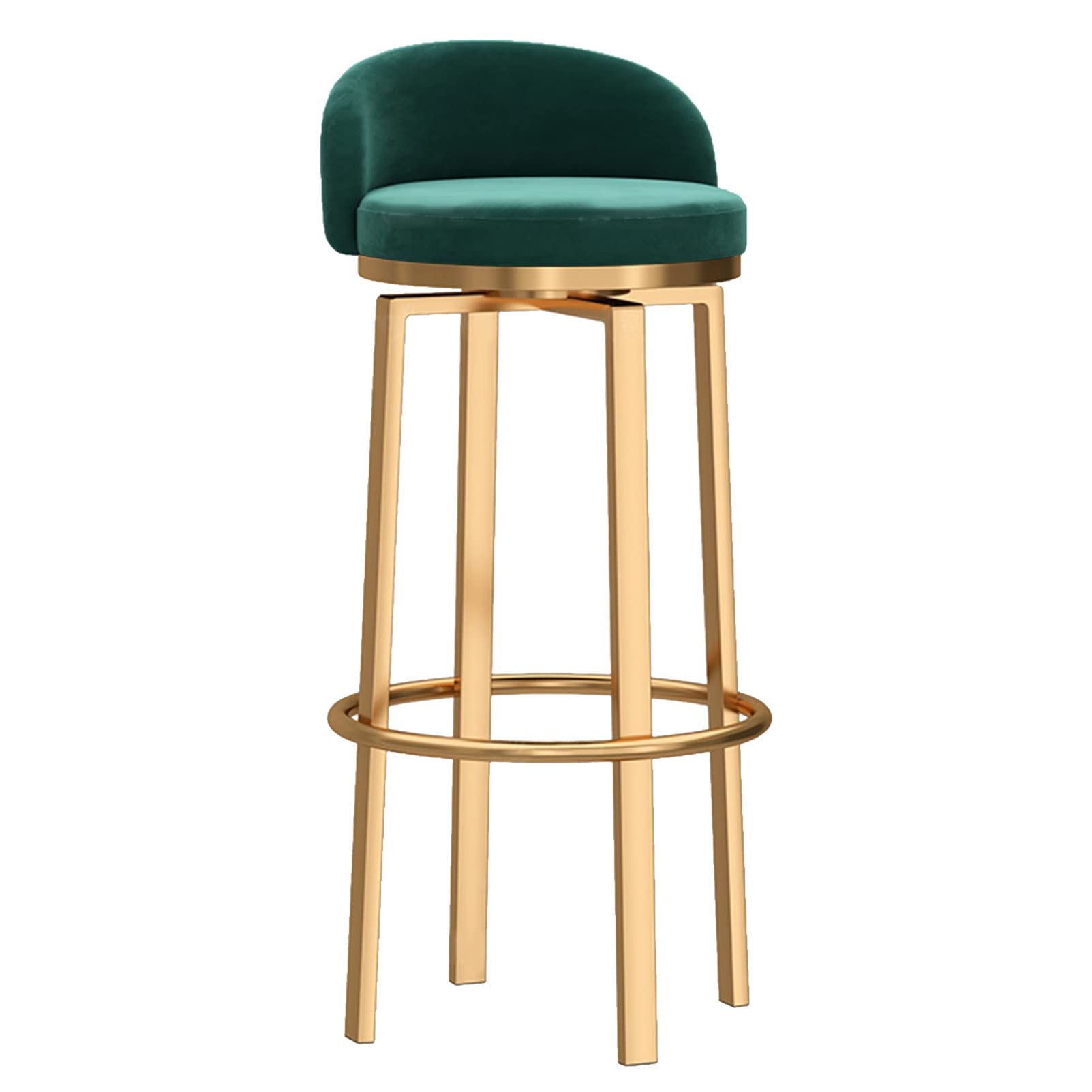Lsoiup Swivel Bar Stools Gold Metal Leg Set Modern Counter Height Barstools with Back High Dining Chairs for Home Kitchen Island-Green 1 Pcs-29.5in sitting height