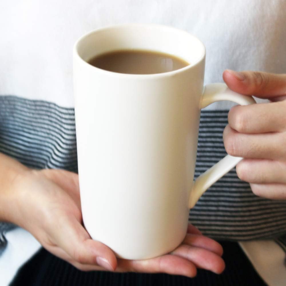 16oz Set of 2 Ceramic Coffee Mug with Lid and Spoon, Milk Cup Classic Mug Drinking Cups for Tea, Coffee, Cocoa, Black and White Marriage or Couples (16oz) - Image 5