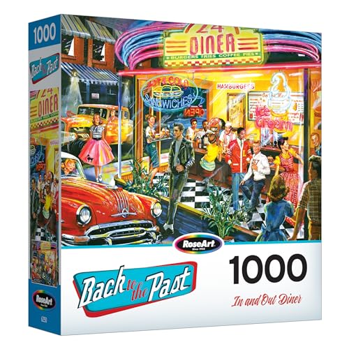 RoseArt - Back to The Past - in and Out Diner - 1000 Piece Jigsaw Puzzle for Adults