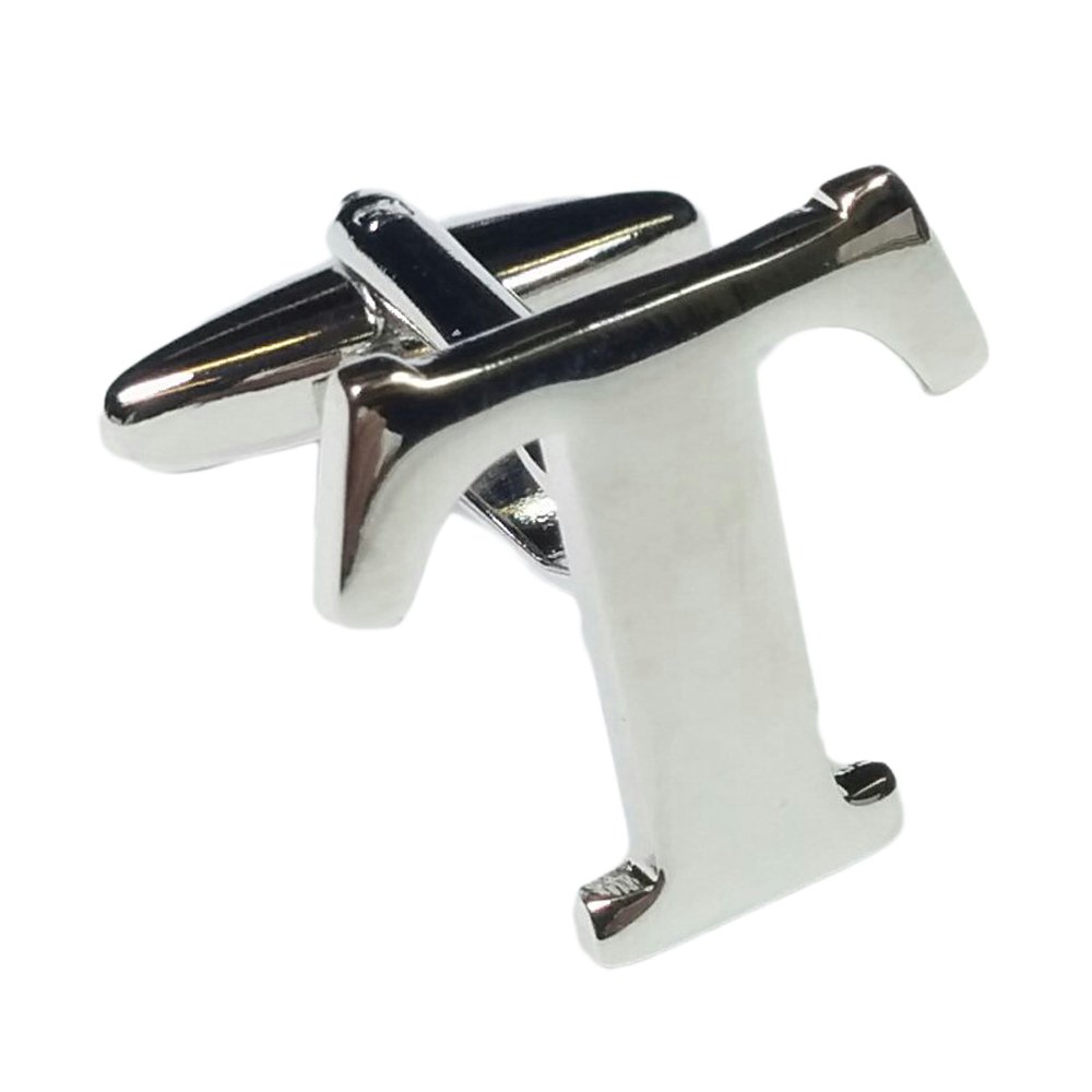 Charles William Men's T Fashion Single Letter Alphabe Initial Cufflink Formal Business Mix & Match Silver Letter Cufflinks