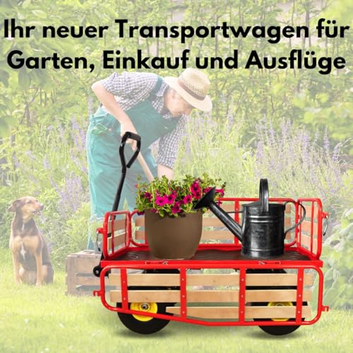 Bollerwagen aus Holz Frosal Handwagen für Transport und Gartenarbeit