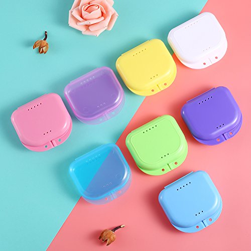 8 Pieces Teeth Retainer Case With Vent Holes Denture Retainer Case Orthodontic Mouth Guard Container Denture Storage Case #TOP3