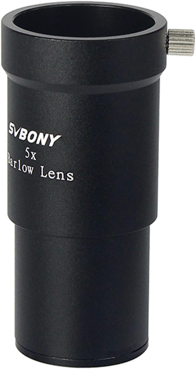 Svbony Barlow Lens 5x, 1.25 inches Aluminum Alloy Barlow Full Multi Coated, Eyepiece Telescope Accessories for Planetary Observation and Astrophotography
