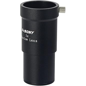 Svbony 5X Barlow lens Metal 1.25 "(31.7mm) Apochromatic Barlow lens for Universal Telescope Eyepieces