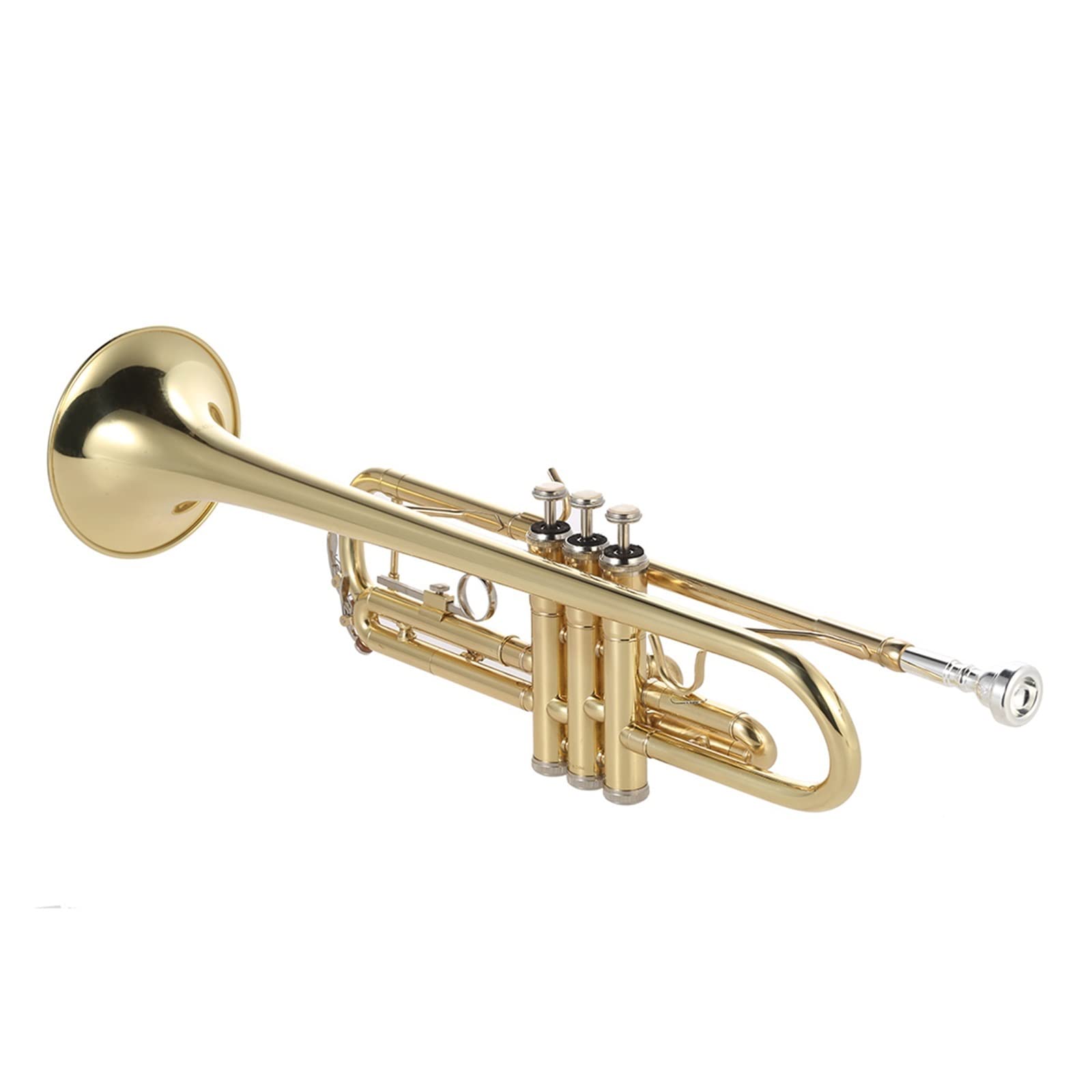 VSOLS Trompete BB B Flates Messing Langlebige Trompete Musical Instrument Musical Trompete Mundstück mit Handschuhen Gurthülle (Color : Gold)