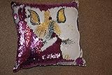 1 face imprimée. Vixar Housse de coussin personnalisée Licorne dorée à paillettes sirène Rose vif 40 x 40 cm