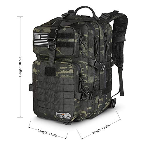 Leisontac Military Tactical Backpack, Hydration Back Pack, 3 Day Assault Pack, Camping Rucksack With Iso Standard, 42L (Black Multicam) #TOP5