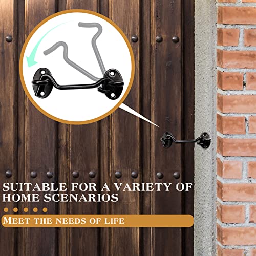 Atmdog Barn Door Latch Lock With Mounting Screws,Stainless Steel, 2 Pack 3/4 Inch Gate Latches, Cabin Hook For Sliding Door, Bedroom Door, Wooden Fence, Doghouse Door And Window. (Black) (2,4Inch) #TOP2