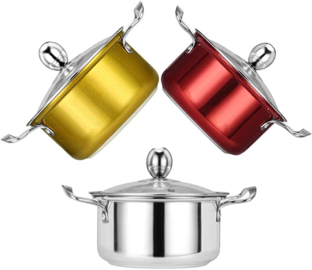Mini Stockpot with Lip Stainless Steel Soup Pot Hot Pot Kitchen Stock Pots Cookware Cooking Pot Kitchen Cooking Tools(Black)