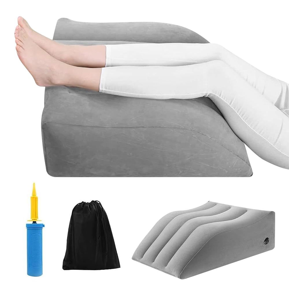 KQWVZ Leg Elevation Pillow, Inflatable Leg Rest Pillow for Elevating LEg, Inflatable LegElevating Pillow with Storage Bag for Promote Blood Circulation, Improving Sleep, Injury Recovery