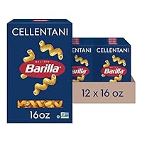 Barilla Cellentani Pasta, 16 oz. Box (Pack of 12) - Non-GMO, Made with Durum Wheat Semolina - Kosher Certified