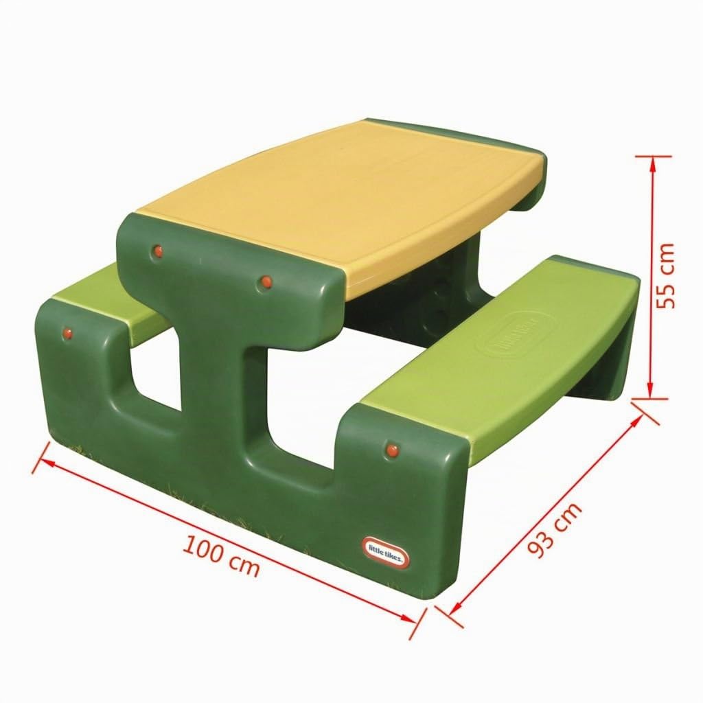 Little Tikes Grande Table de Pique-nique - Jusqu'à 6 places - Pour les Devoirs, les Projets & le Jeu - Evergreen