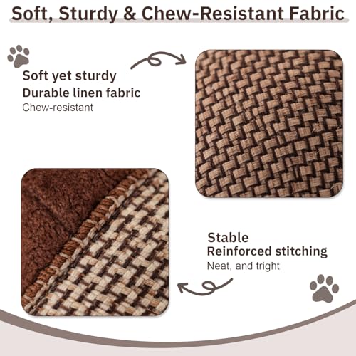 AUOBAG Dog Toys for Aggressive Chewers, Indestructible Stuffed Animals Toy for Puppy &amp; Small Dogs, Linen Fabric Plush Design for Anxiety Relief (Monkey)
