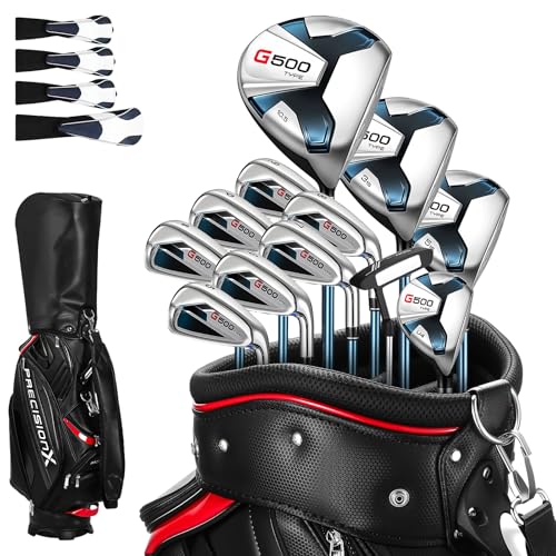 G500 Complete Golf Club Set – 12-Piece All-in-One with Titanium Driver, 2 Fairway Woods, Hybrid, 7 High-Strength Irons, Putter, Stand Bag & 5 Headcovers – Low CG, Forgiving for Mid-High Handicappers