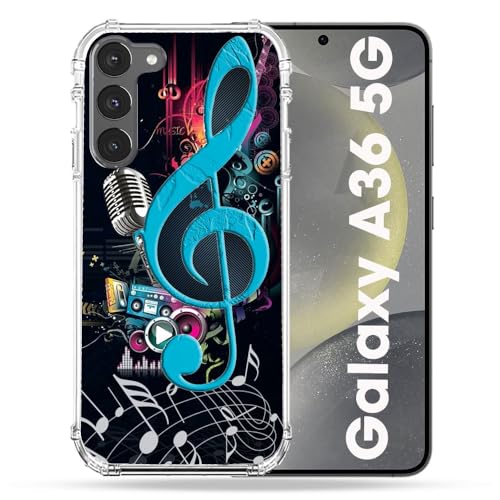 Coque Samsung Galaxy A36 5G antichoc bleu motif clé de sol musique Cokitec