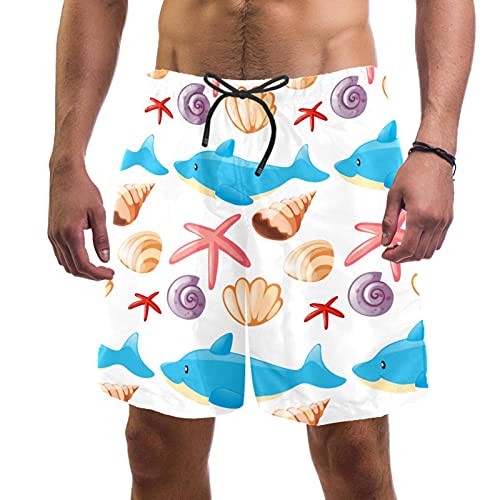 Short de bain homme multicolore M avec doublure maille et motif dauphin