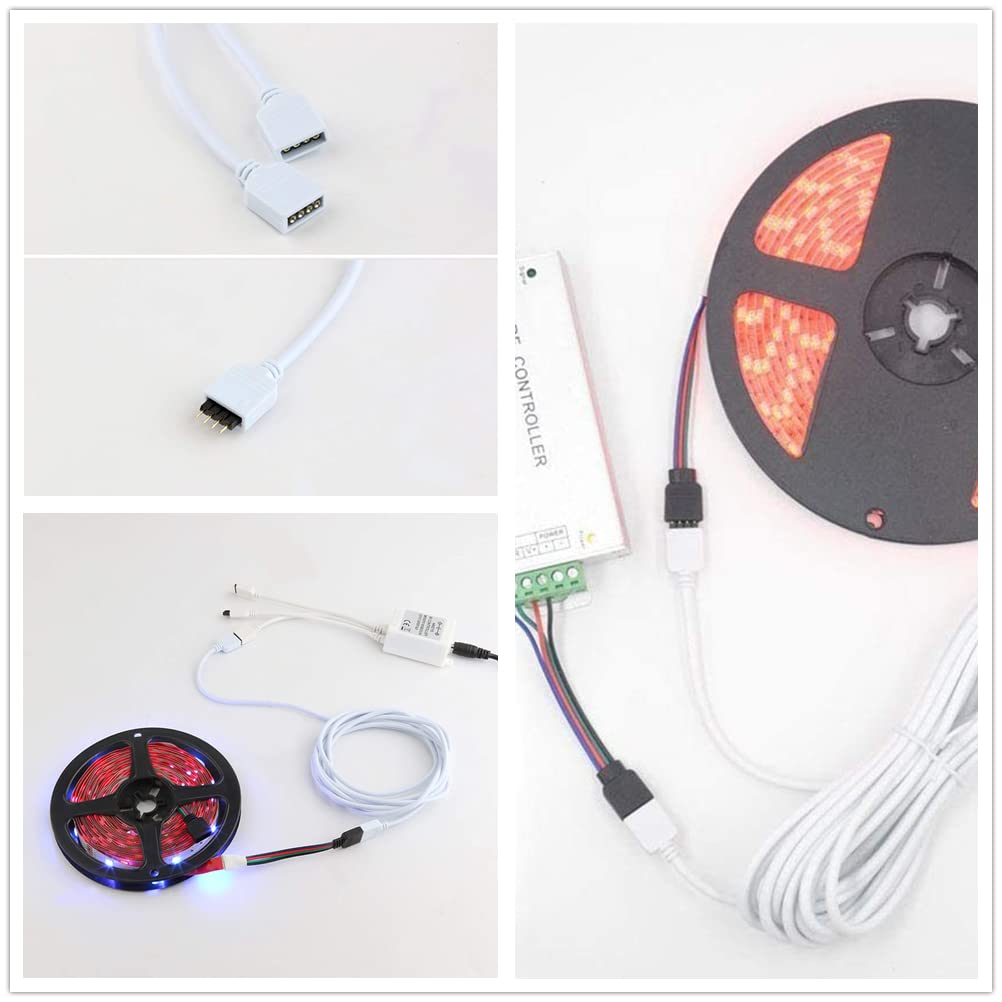 HUAZIZ Cable Extensión Tira LED RGB, Conector Cable 2 unidades de 5 m 4 pines, Cable Alargador para SMD 5050 3528 2835 RGB