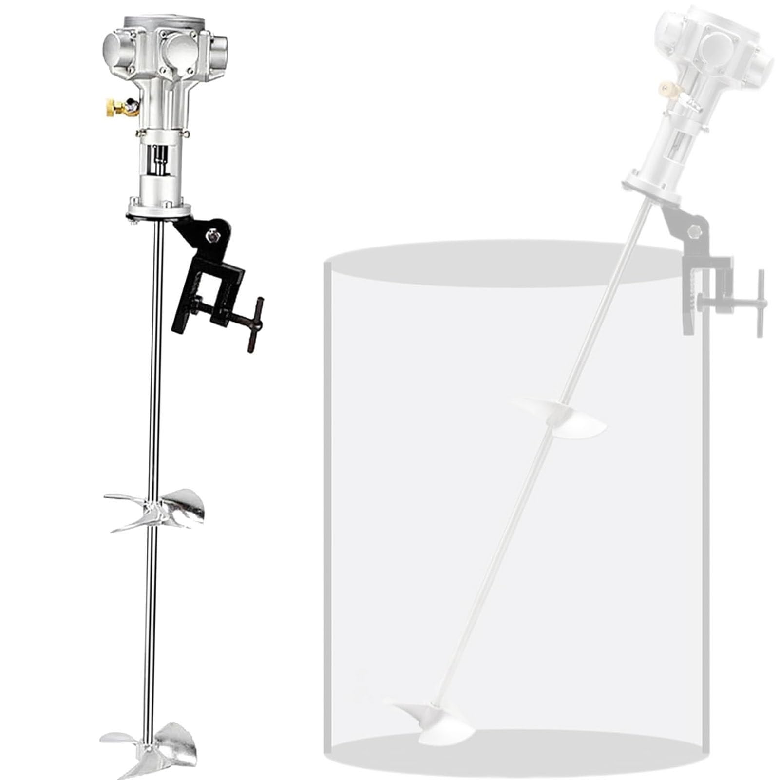 YNBSHGAA Pneumatic Mixer Agitator for Paint and Food Production, 88cm Shaft, 15mm Impeller, 50-2800 RPM, Clamp-on Design, Ideal for 50 Gallon Coatings,60Gallon
