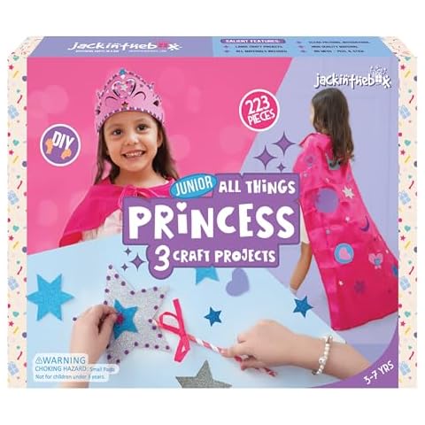 jackinthebox Princess Themed Arts and Crafts for Girls - Make a Cape, Tiara and Wand, Best Gift for Girls Ages 5 6 7 8 Years, 3 Craft Projects in 1 Box.. Cover
