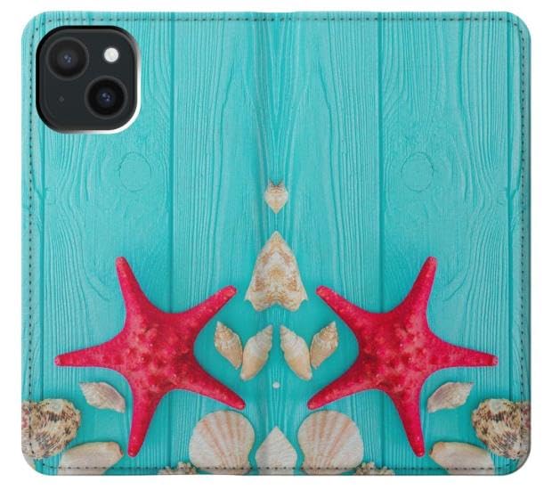 Flip housse cuir pour iPhone 15 antichoc Aqua Woods Shell - 3
