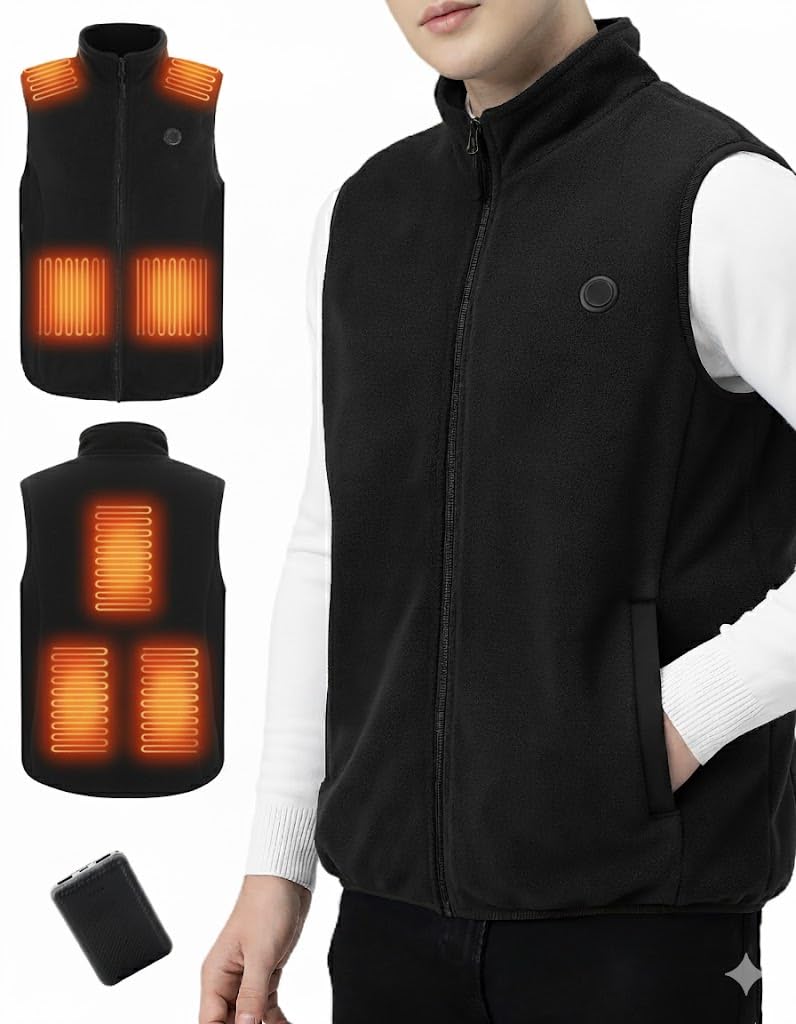 Chaleco calefactable hombre con batería 10000mAh y 3 niveles de temperatura ajustable 7