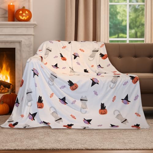 Gogreen Halloween Throw Blanket Twin Size Cozy Fleece...