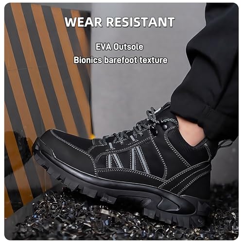 Steel Toe Work Boots for Men, Slip Resistant Safety Work Shoes, Breathable Soft Comfortable, for Industrial Construction3