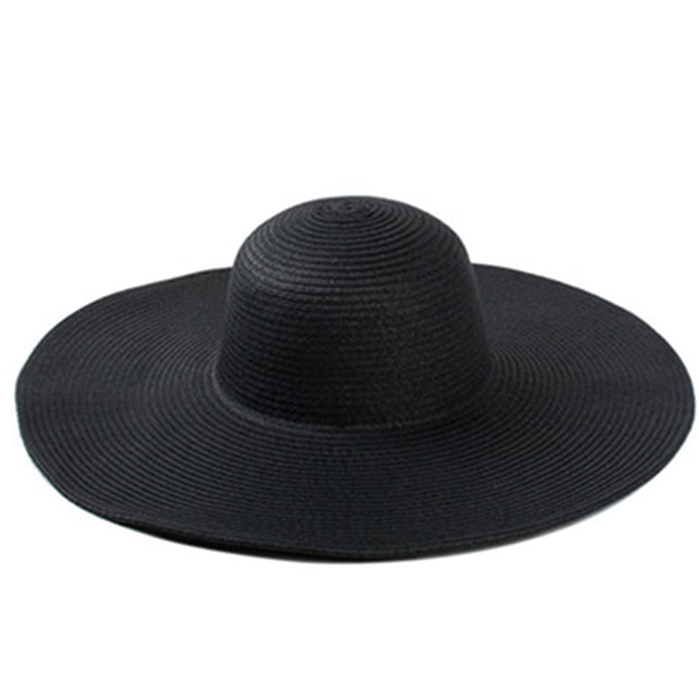 Kapelusze damskie letnie czarne Sunbonnet Beach Cap Słomkowy kapelusz przeciwsłoneczny 56-58cm (kod M)