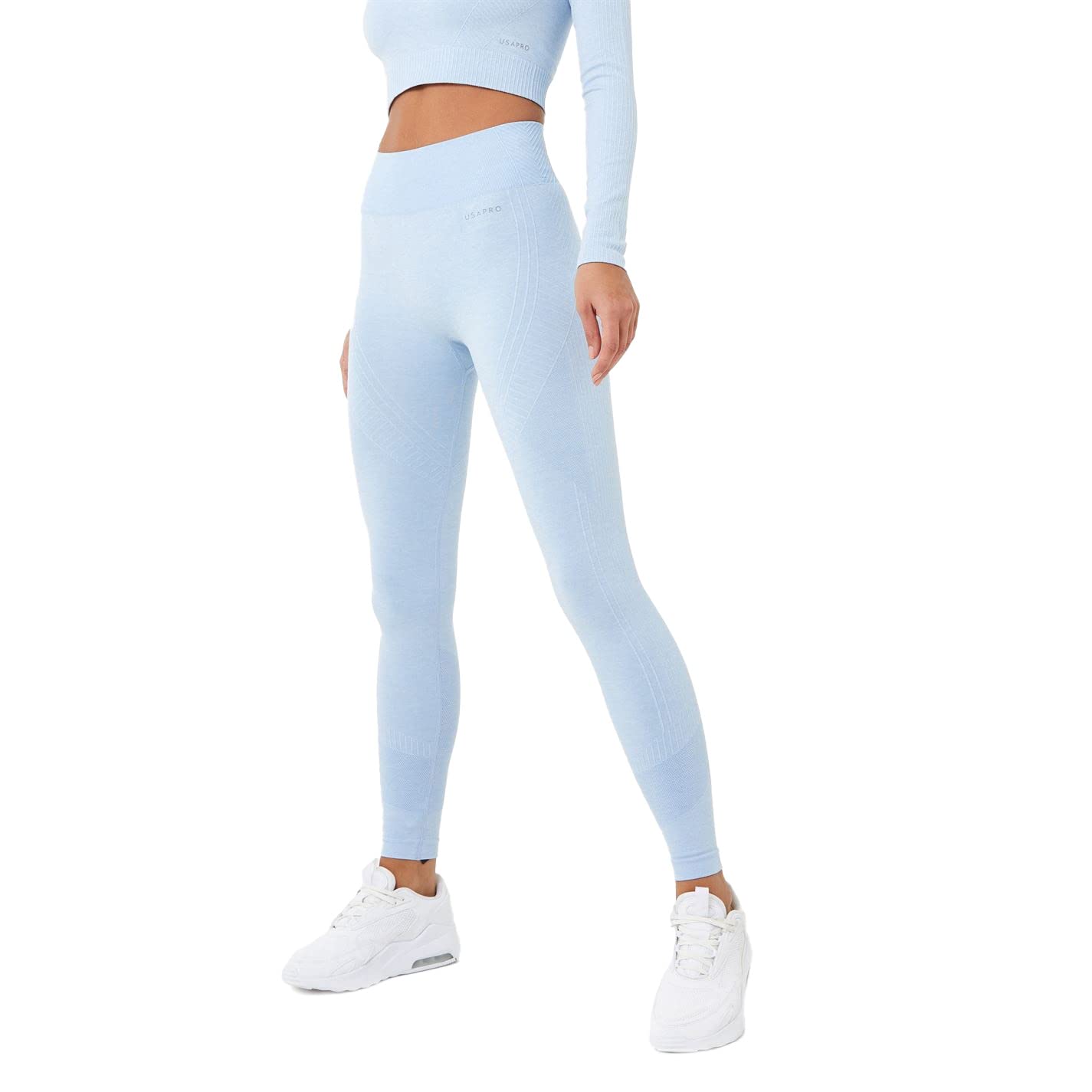 USA Pro Womens High Rise Seamless Leggings Yoga Pants Brunera Blue 6 (XXS)