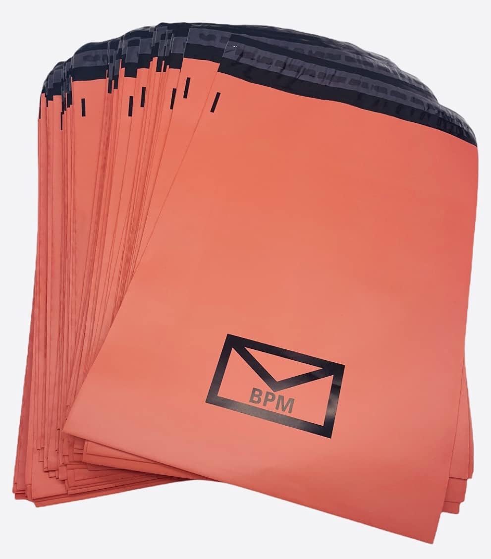 BPM Poly Mailer 9x12 200 Shipping Bag with Self Adhesive, Light Weight, Durable 3.5 Mil (Red Salmon)