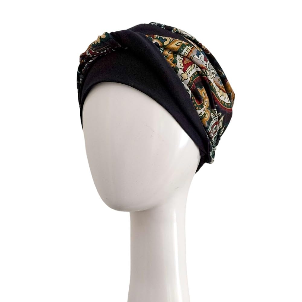 CAREBELL Turbante Elegance Black Cachemira para quimioterapia. Tejido de Algodón. Alopecia y pérdida de Cabello