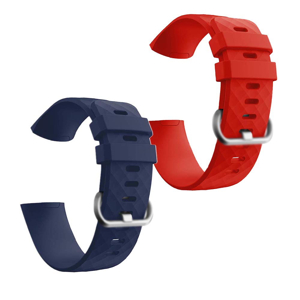 WEWIN Combo Pack Silicone Band Straps Compatible for Fitbit Charge 4/3/SE, Not for Charge 2, Pack of 2 (Small-Blue, Red) (B08YNGBN4G) Amazon Price History, Amazon Price Tracker
