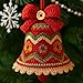 DIY Crochet Christmas Bell Ornament Kit,Hand-Woven Decorations,Christmas Decoration Hanging Ornaments,Hand-Woven Ornaments (Blue)