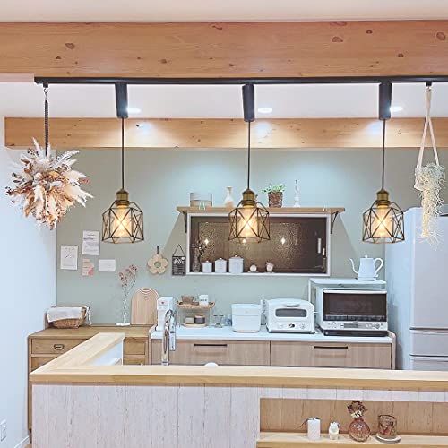 KIVEN 3個パック ブラック レトロペンダントライト 長さ調節可