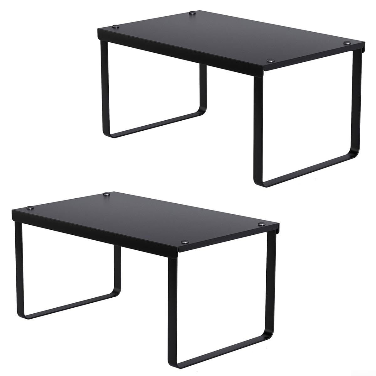 Set 2 Ripiani Cucina Impilabili Acciaio Salvaspazio(Black)
