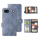 Eastcoo Flip Wallet Case for Google Pixel 6a, [PU Leather+TPU Bumper] [3 Card Slots] [Stand Function] [Magnetic Closure] Shockproof Protective Case Cover for Google Pixel 6a(2022), Grayblue