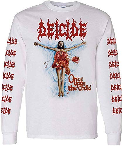 Deicide - Mens Once Upon The Cross Long Sleeve T-Shirt, Size: Large, Color: White